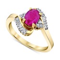 Ruby (1 ct) & Diamond (1/5 ct) Ring in 10k Gold