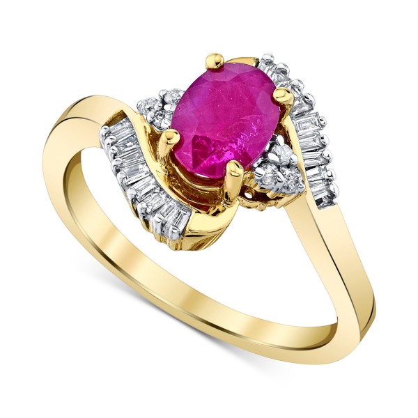 Ruby (1 ct) & Diamond (1/5 ct) Ring in 10k Gold
