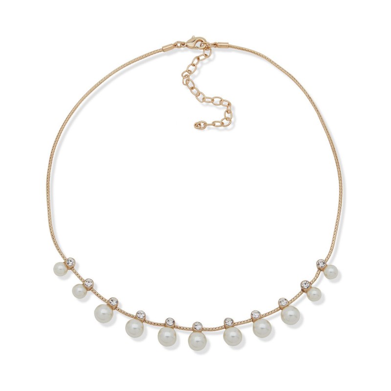 Imitation Pearl Statement Necklace, 16