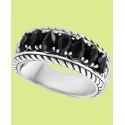 Black Spinel Rope-Framed Ring (2 ct) in Sterling Silver