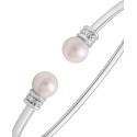 Cultured Freshwater Pearl (7mm) Flex Bangle Bracelet in Sterling Silver