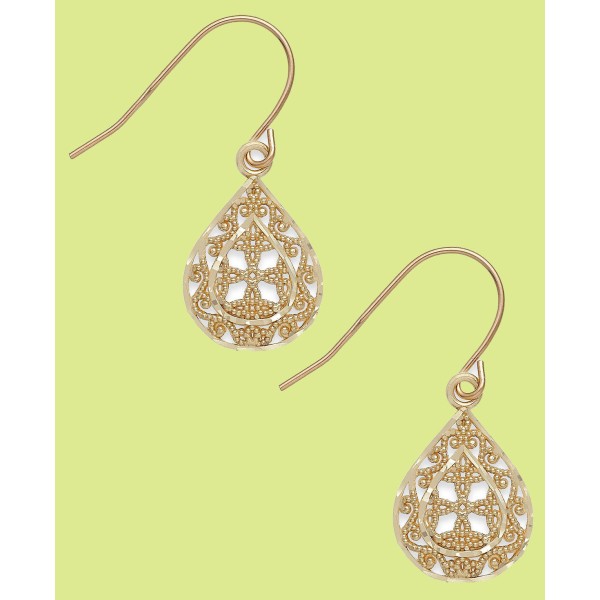 Filigree Teardrop Earrings in 10k Gold