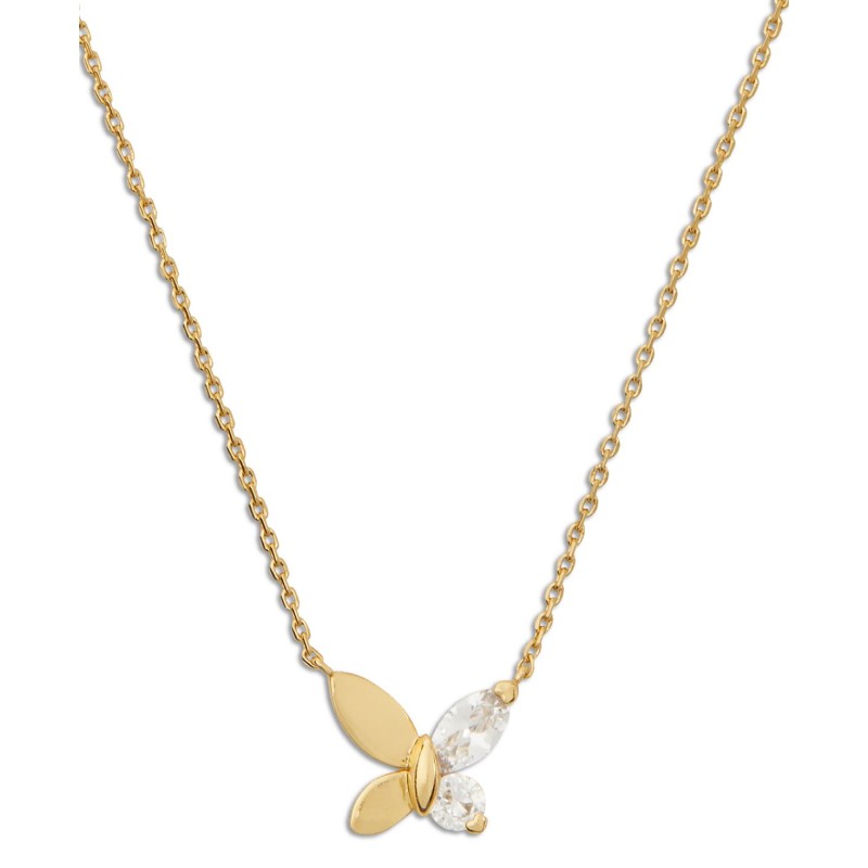 Gold-Tone Crystal Social Butterfly Pendant Necklace, 16