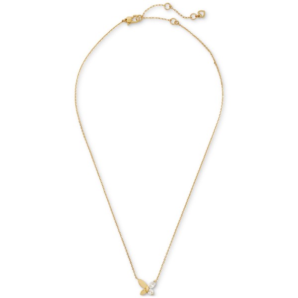 Gold-Tone Crystal Social Butterfly Pendant Necklace, 16