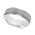 Men's Titanium Ring, 7mm Diamond Accent Wedding Band
