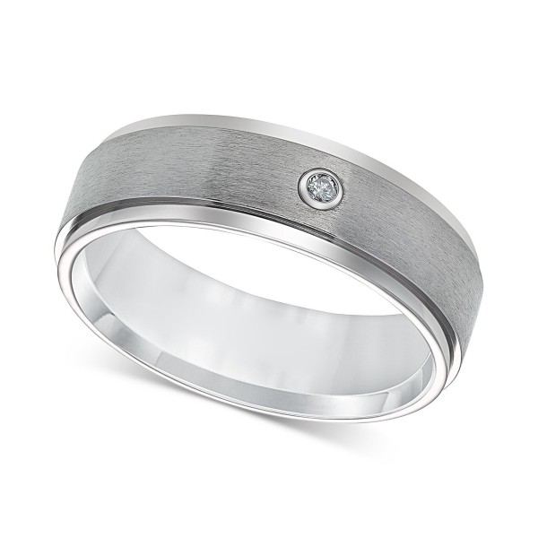 Men's Titanium Ring, 7mm Diamond Accent Wedding Band