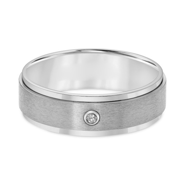 Men's Titanium Ring, 7mm Diamond Accent Wedding Band