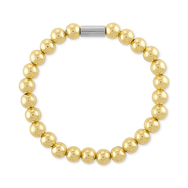 Polished Bead Stretch Bracelet in Sterling Silver & 14k Gold-Plate