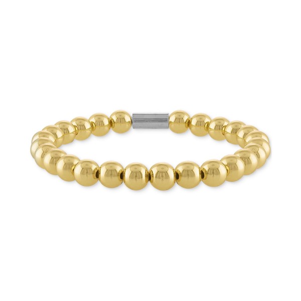 Polished Bead Stretch Bracelet in Sterling Silver & 14k Gold-Plate