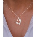 Cubic Zirconia Heart Necklace (1 3/8 ct) in Sterling Silver