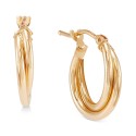 Double Twist Hoop Earrings in 10k Gold (10mm)