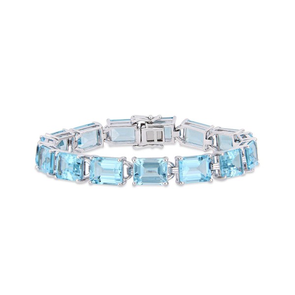 Blue Topaz (59-3/4 ctt.w.) Tennis Bracelet in Sterling Silver