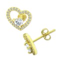 Cubic Zirconia Heart Stud Earrings