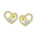 Cubic Zirconia Heart Stud Earrings