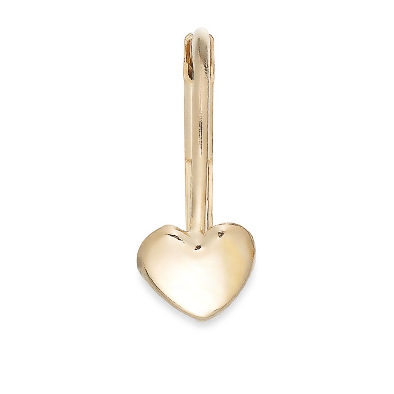 Heart Hoop Earrings in 14k Gold, 2mm