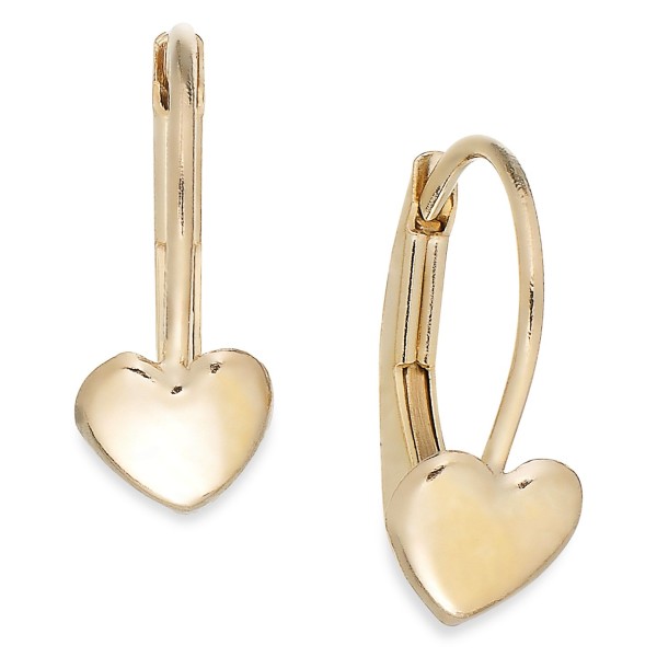 Heart Hoop Earrings in 14k Gold, 2mm