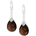 Smoky Quartz (25 ct) & Cubic Zirconia Drop Earrings in Sterling Silver
