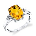 Citrine (2-3/4 ct) & Diamond (1/20 ct) Ring in Sterling Silver