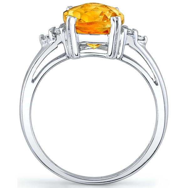 Citrine (2-3/4 ct) & Diamond (1/20 ct) Ring in Sterling Silver