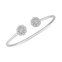 Diamond Cluster Cuff Bangle Bracelet (1/4 ct) in Sterling Silver