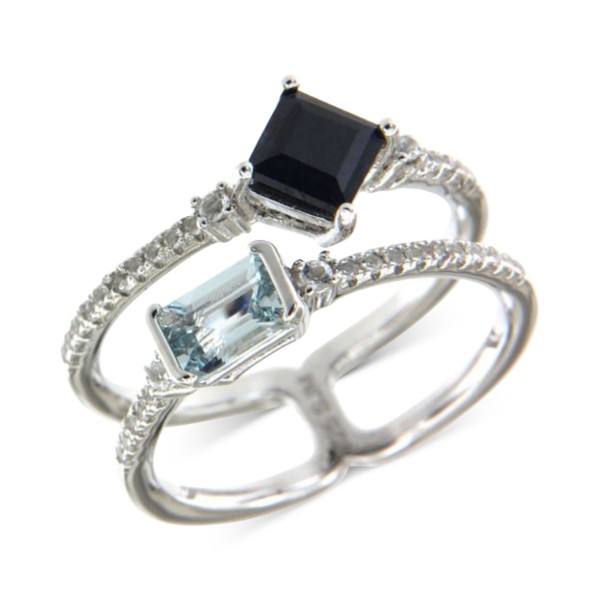 Multi-Gemstone Double Row Openwork Statement Ring (1-1/4 ct)