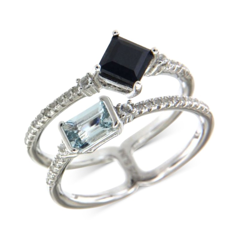 Multi-Gemstone Double Row Openwork Statement Ring (1-1/4 ct)