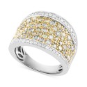 Multicolor Diamond (1-1/2 ct) Statement Ring in 14k Two-Tone Gold