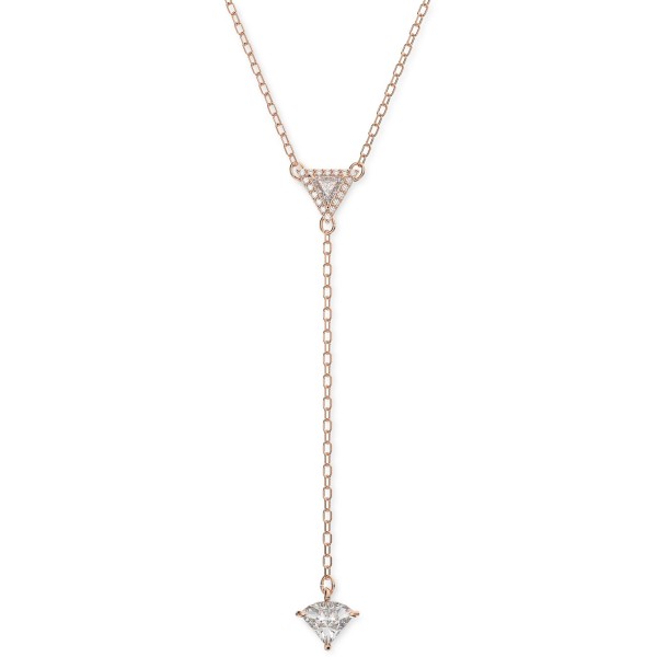 Rose Gold-Tone Crystal Lariat Necklace, 14-7/8