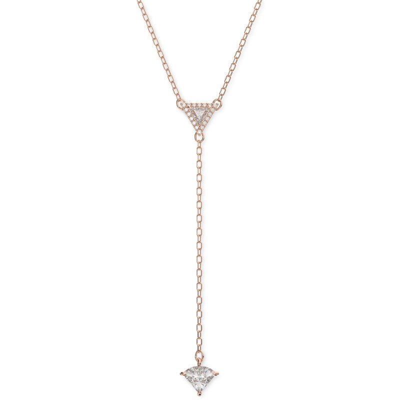 Rose Gold-Tone Crystal Lariat Necklace, 14-7/8