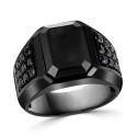 Men's Onyx & Black Spinel Ring in Black over Sterling Silver