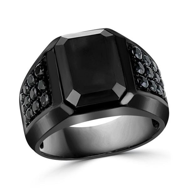 Men's Onyx & Black Spinel Ring in Black over Sterling Silver