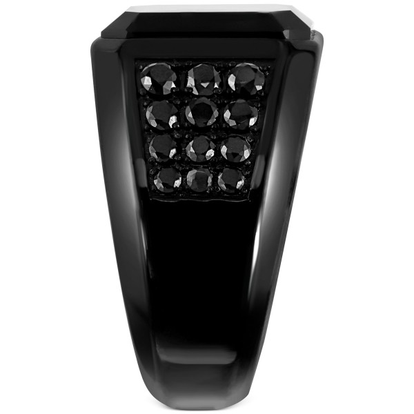 Men's Onyx & Black Spinel Ring in Black over Sterling Silver