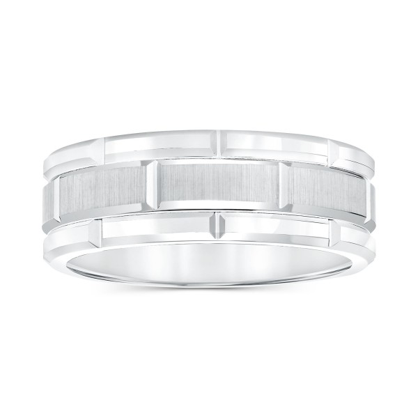 Men's Ring, 8mm Wedding Band in White or Black Tungsten