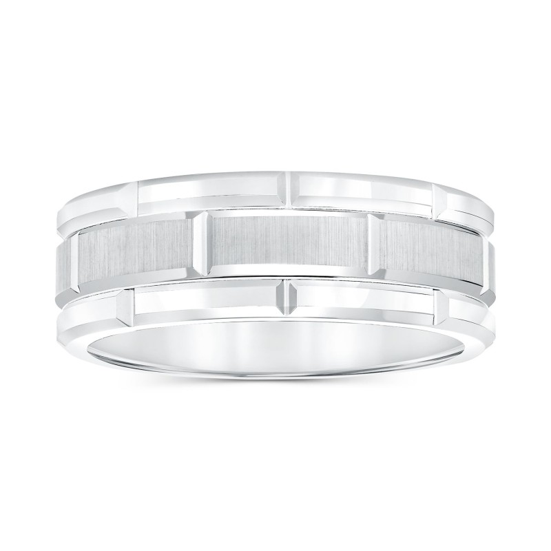 Men's Ring, 8mm Wedding Band in White or Black Tungsten