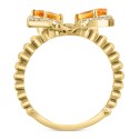 Yellow Sapphire (1-1/5 ct) & Diamond (1/5 ct) Butterfly Ring in 14k Gold
