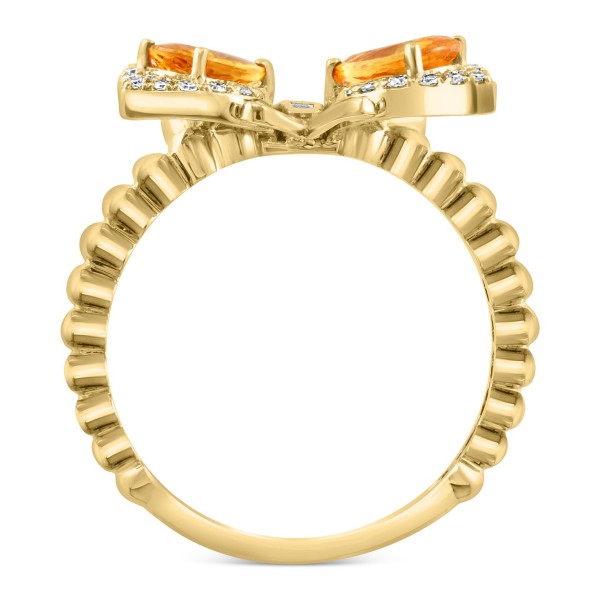 Yellow Sapphire (1-1/5 ct) & Diamond (1/5 ct) Butterfly Ring in 14k Gold