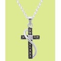 Marcasite Cubic Zirconia Set in Silver Plated Cross Pendant