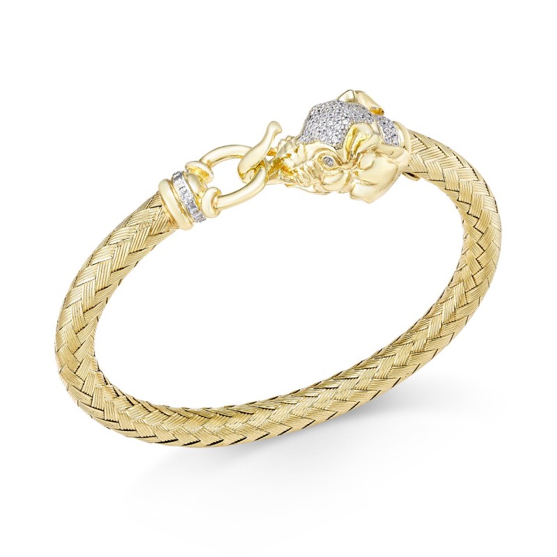 Elephant Mesh Bangle Bracelet in 14k Gold-Plated Sterling Silver