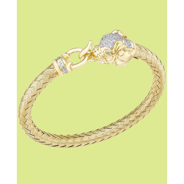 Elephant Mesh Bangle Bracelet in 14k Gold-Plated Sterling Silver