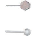 2-Pc. Set Rose Quartz & Polished Ball Stud Earrings in Sterling Silver