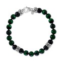 Men's Green & Onyx Bead Bracelet in Sterling Silver