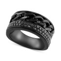 Men's Black Spinel Pavé Chain Link Ring (1 ct) in Black Sterling Silver