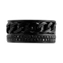 Men's Black Spinel Pavé Chain Link Ring (1 ct) in Black Sterling Silver