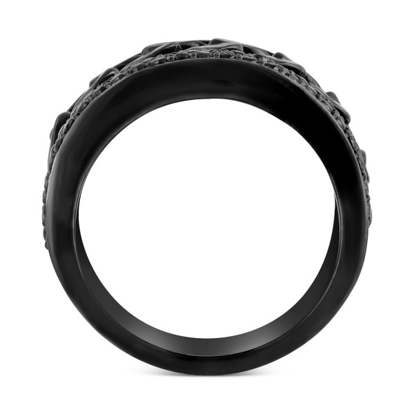 Men's Black Spinel Pavé Chain Link Ring (1 ct) in Black Sterling Silver