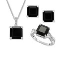 Diamond Accent Square-Cut Pendant Necklace, Ring and Stud Earrings