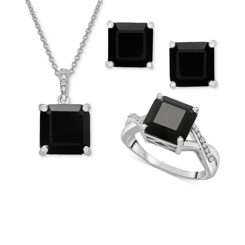 Diamond Accent Square-Cut Pendant Necklace, Ring and Stud Earrings