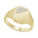 Men's Diamond Polished Signet Ring (1/20 ct) in 10k Gold