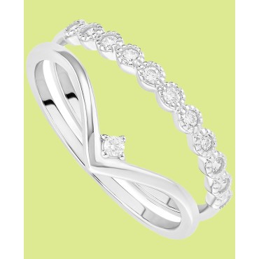 2-Pc. Set Cubic Zirconia Circle and V Stack Rings in Sterling Silver 2-Pc. Set Cubic Zirconia Circle and V Stack Rings in Sterling Silver