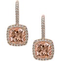 Diamond (5/8 ct) Halo Drop Earrings in 14k Rose Gold
