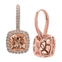 Diamond (5/8 ct) Halo Drop Earrings in 14k Rose Gold